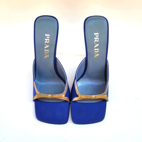 NIB Prada Vintage 90s Canvas Heel With Bow - Picture 2 of 7